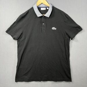 Lacoste Boys Black/Grey Polo Shirt Size 6(XL) Youth Classic Fit Croc Logo